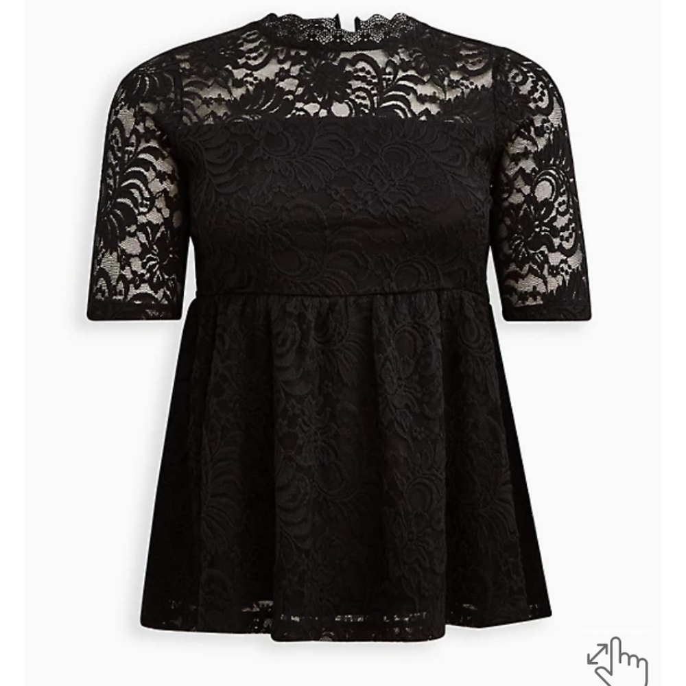Babydoll Lace High Neck Short Sleeve Top